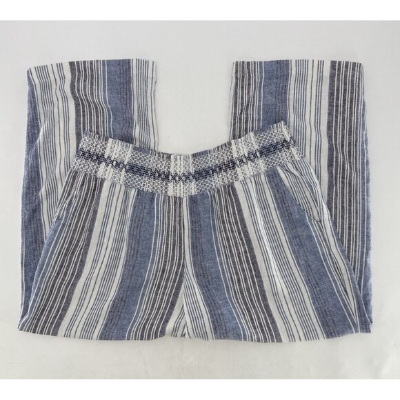 Maurices Plus Size Linen Blend Wide Leg Pull On Cropped Pants Sz 2 Coastal Boho - Picture 3 of 11